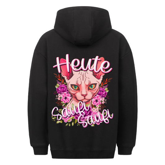 Geschenkidee, heute saufi saufi, lustiger Katzen Hoodie, nur auf Shirtjux.de das Original, T-Shirt Spaß pur!